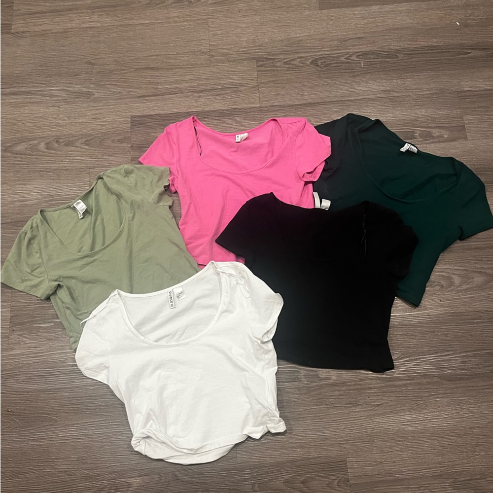 FIVE PACK h&m basics collection cropped shirts
